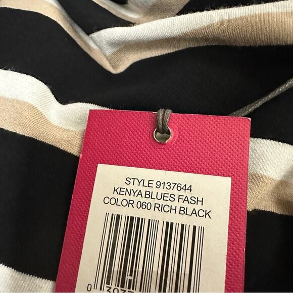 NWT Vince Camuto Kenya Blues Cold Open Shoulder Top in Rich Black Stripe Size XL - Picture 4 of 7